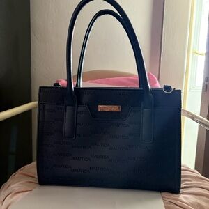 Nautica Navy Blue Structured Tote Bag